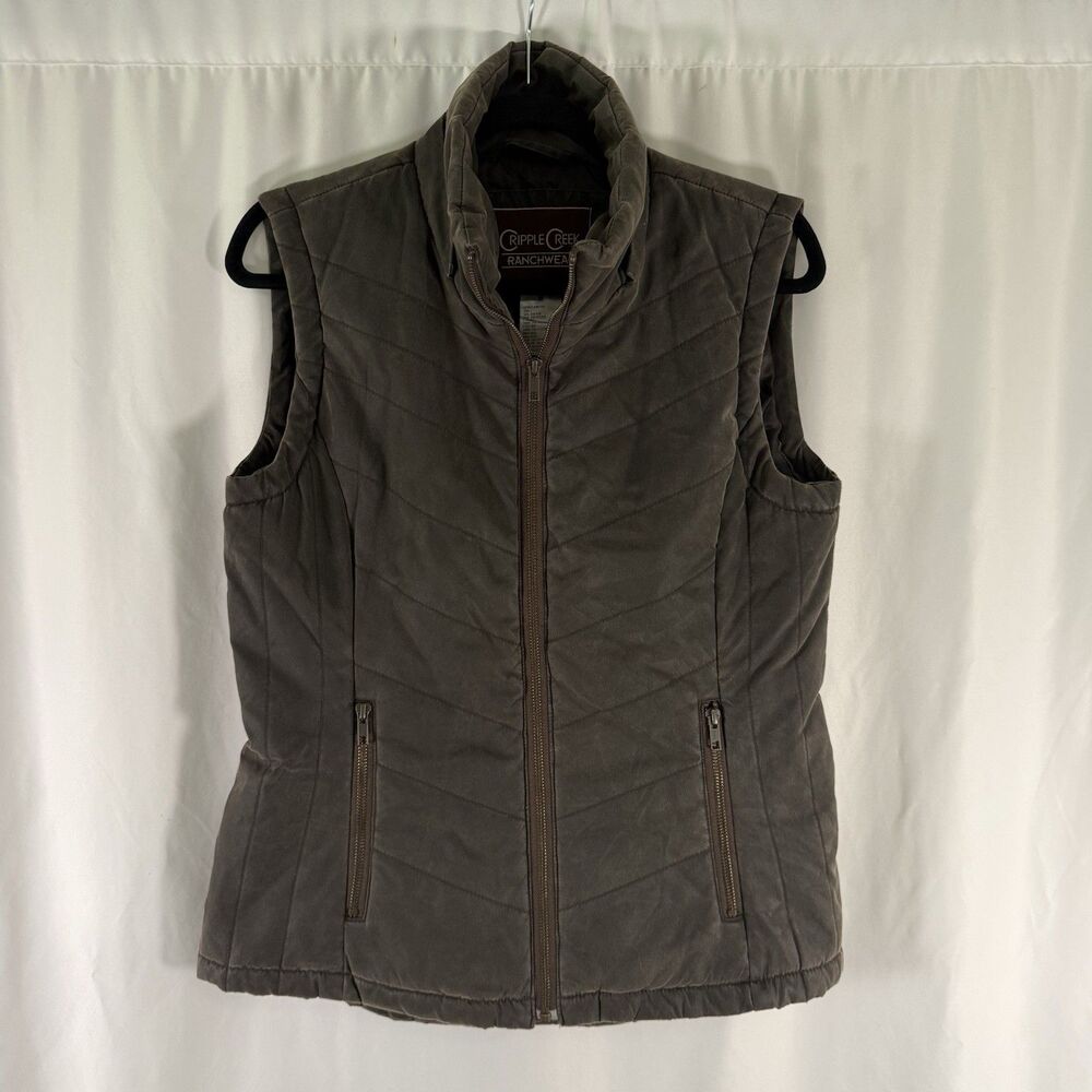 Cripple Creek Ranch Wear Vest Women's Medium Brown Puffer Sleeveless Pockets